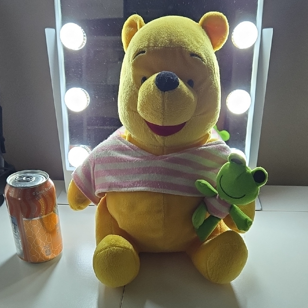 Winnie the Pooh Plush Toy with Frog Companion - Yellow and Pink